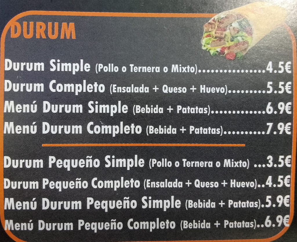 Doner kebab la algaba la esquina — Carta