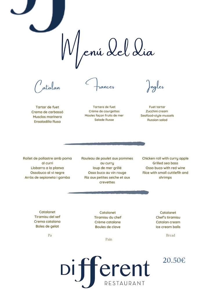 DiFferent Restaurant by Miquel Pello — Carta
