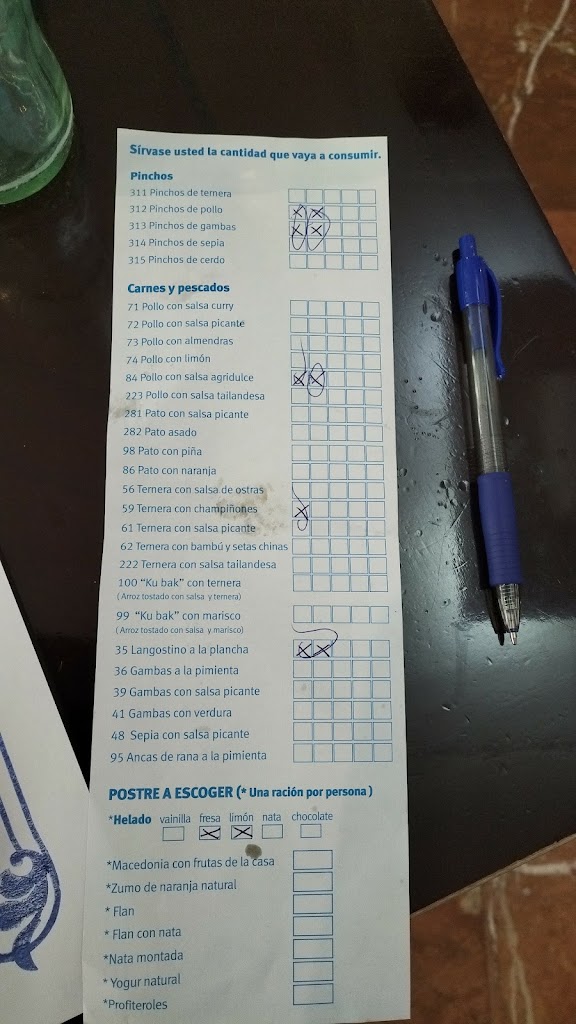 Restaurante Paraiso Shang Hai — Carta