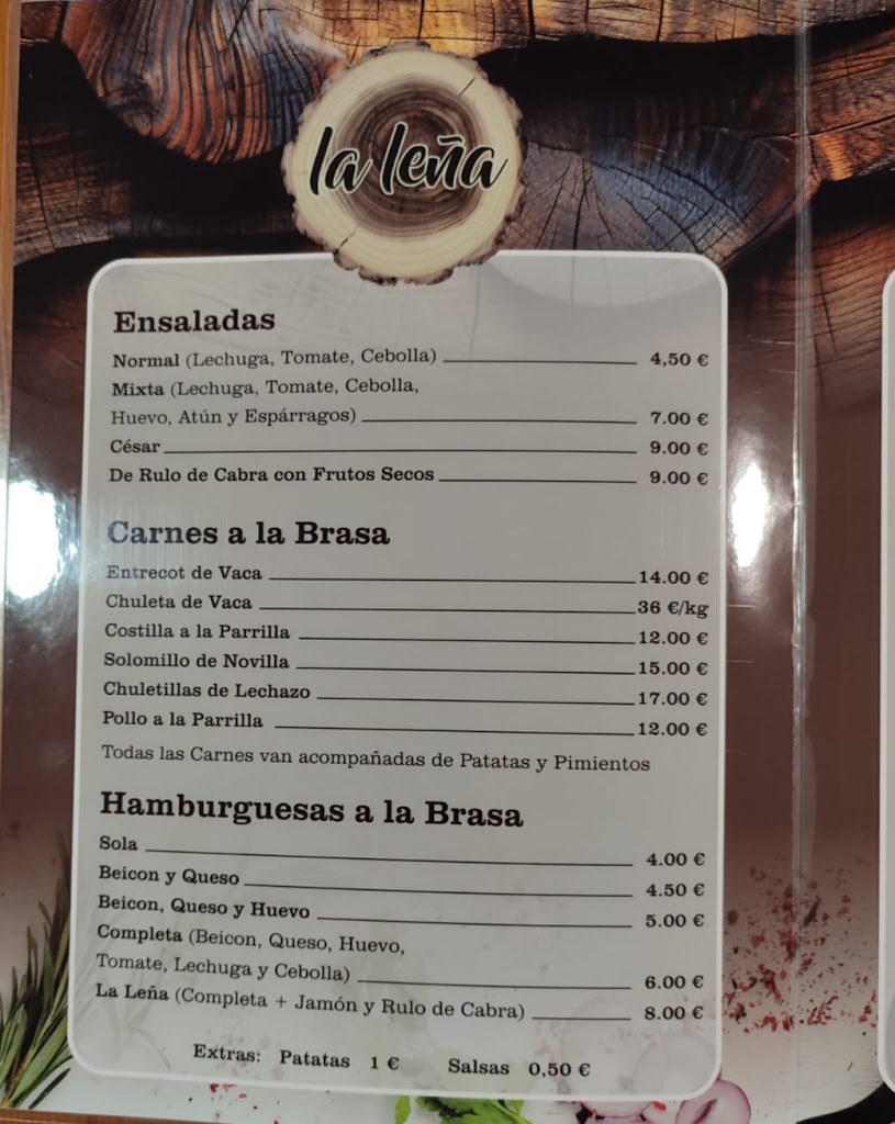 Parrilla La Lena Santander — Carta