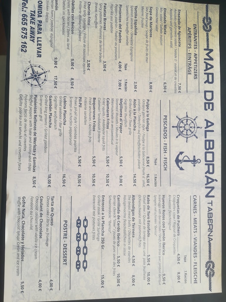 Taberna Mar de Alboran — Carta