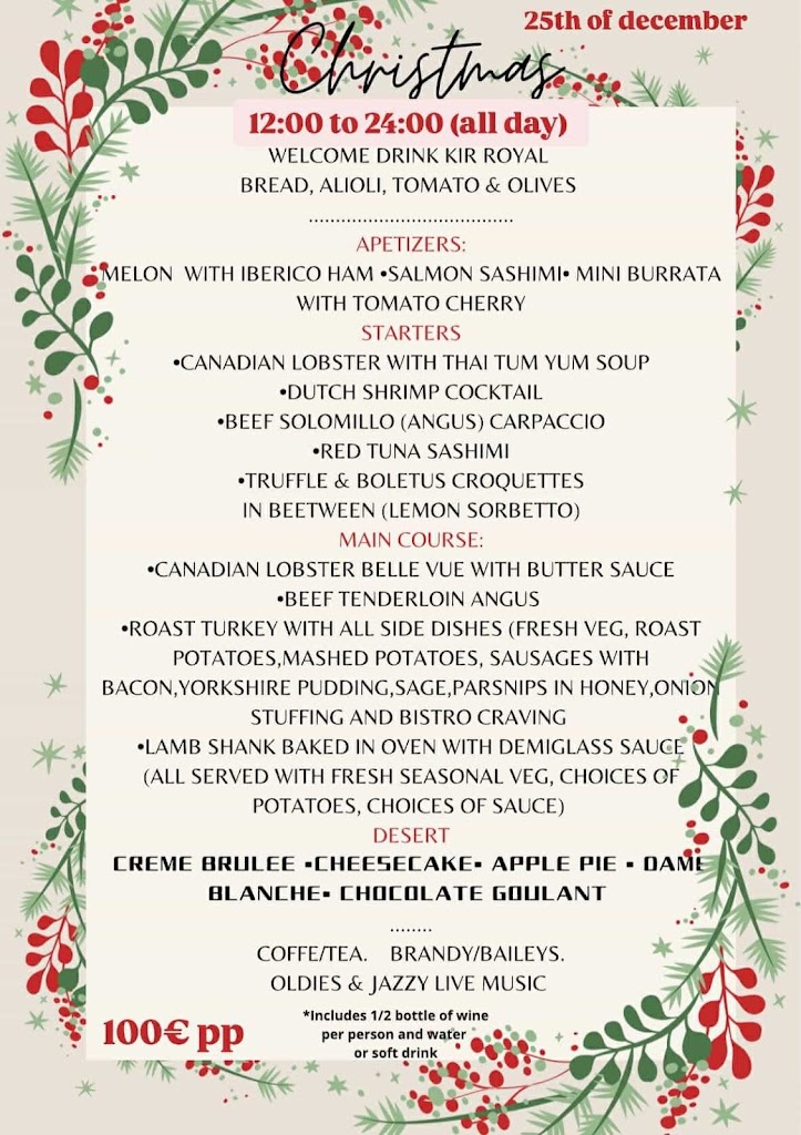 Restaurante La Rive — Carta