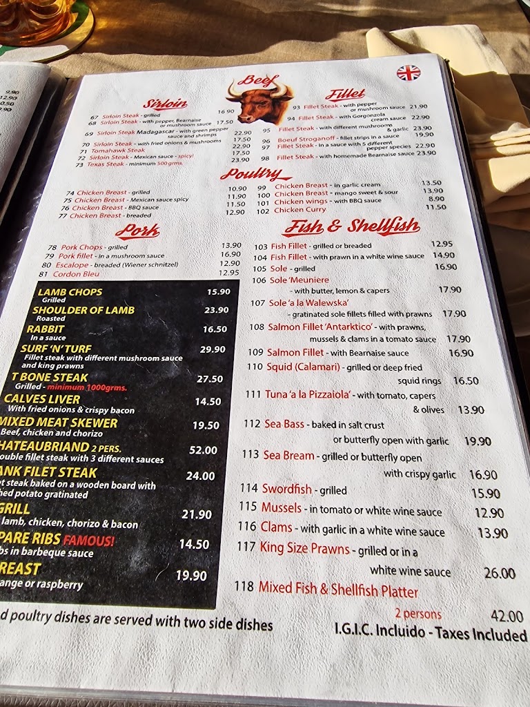 Restaurante La Linterna — Carta