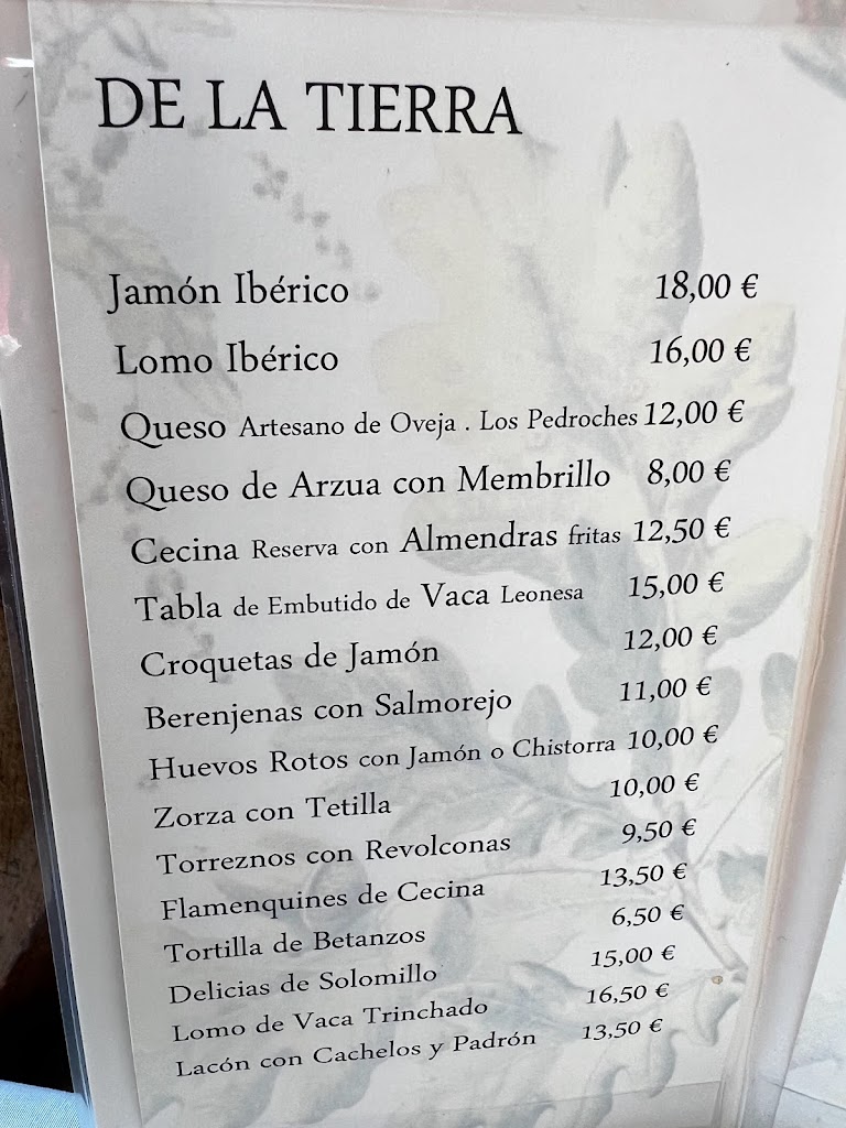 Meson O'Galego Alcorcon — Carta