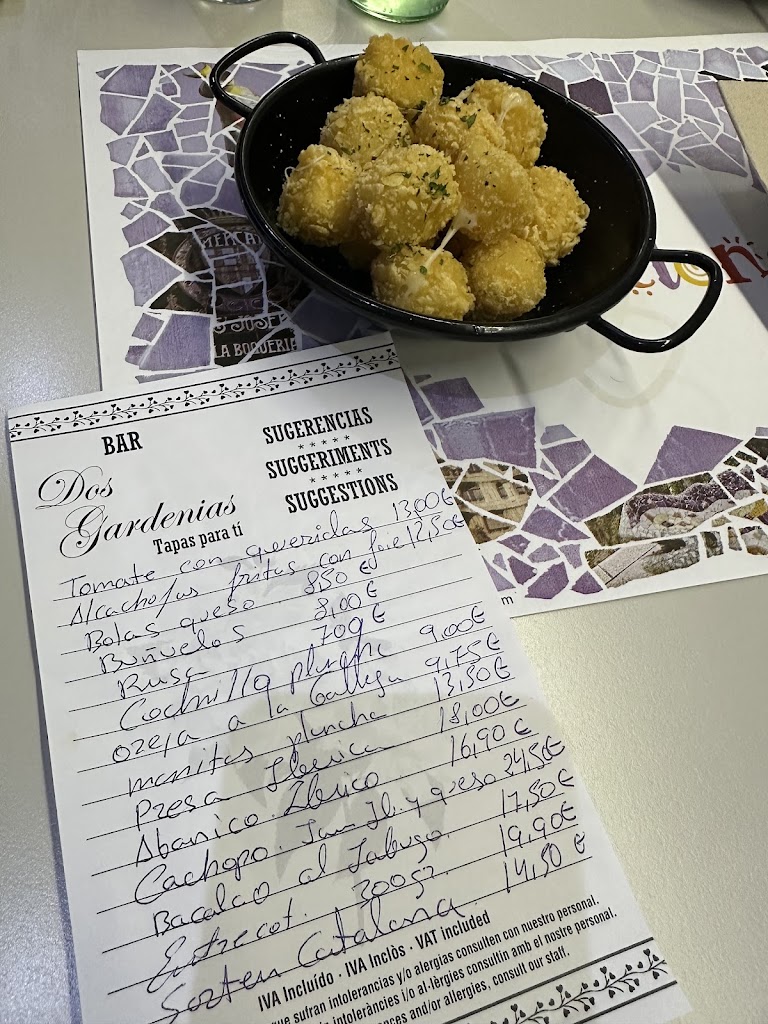Dos Gardenias tapas para ti. — Carta