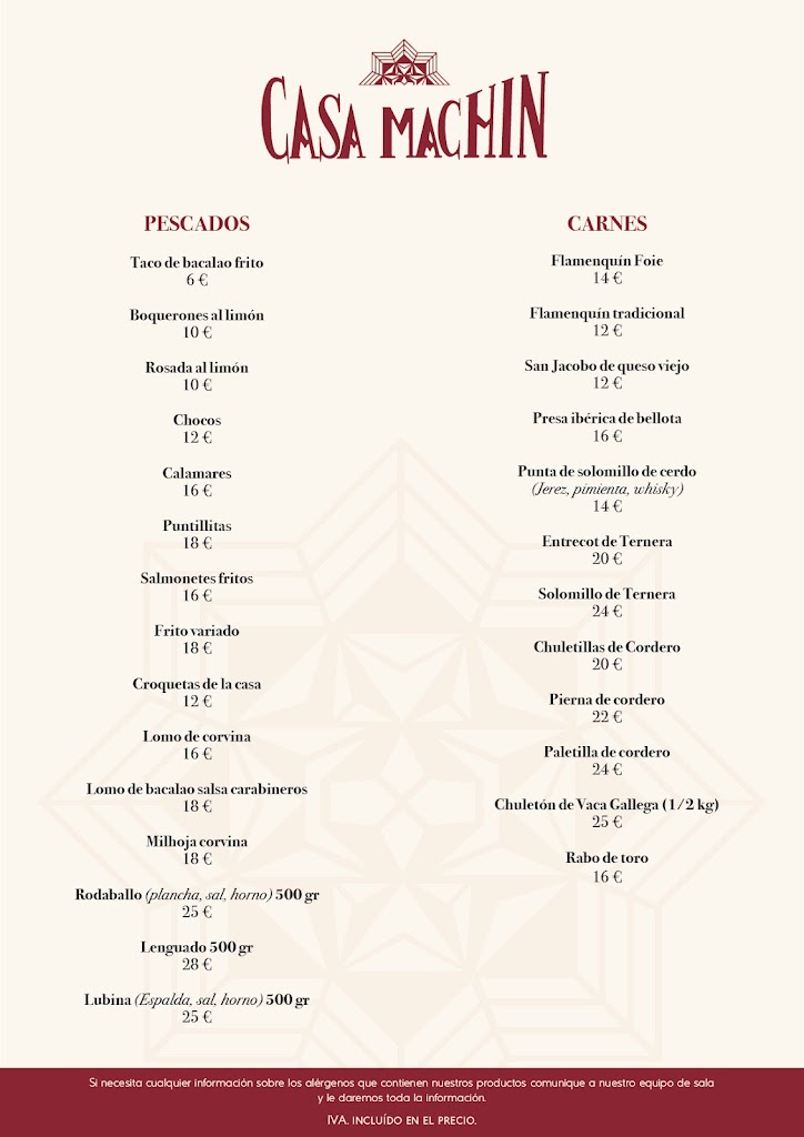 Casa Machin — Carta