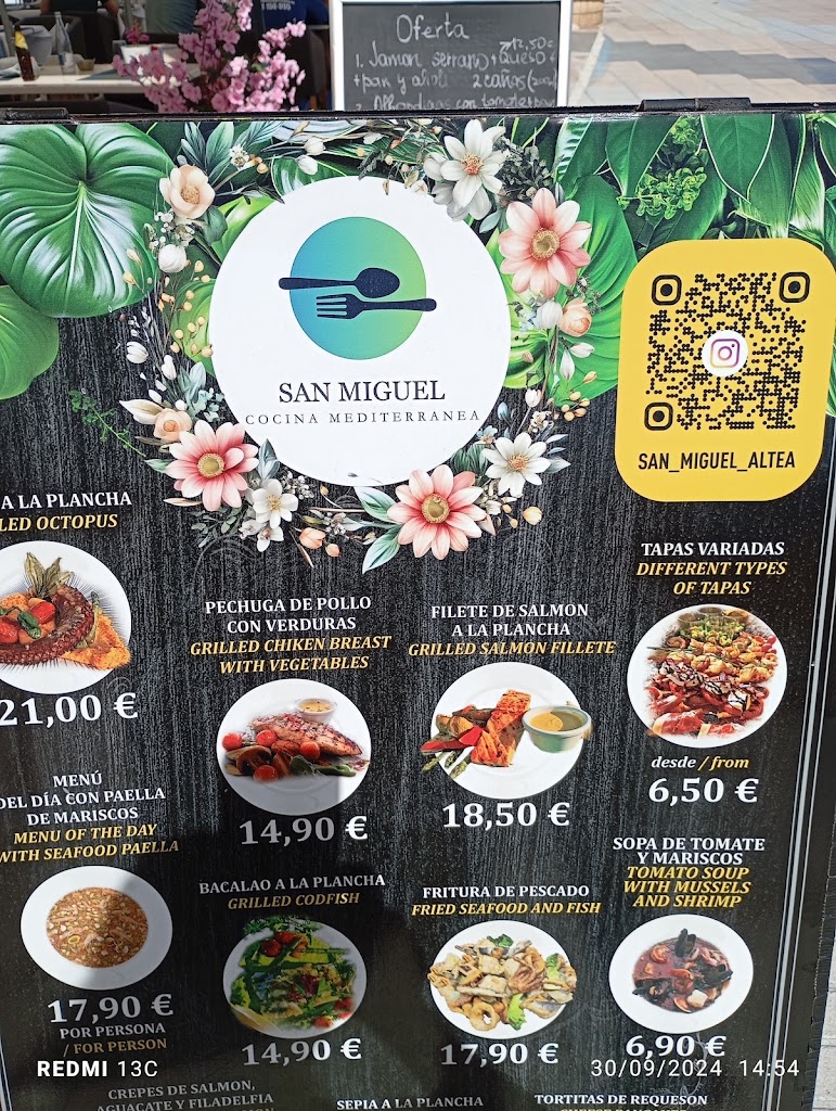 restaurante San Miguel — Carta