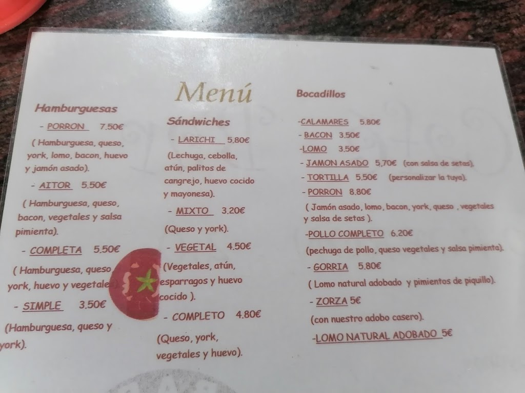 Bar Porron 2.0 — Carta