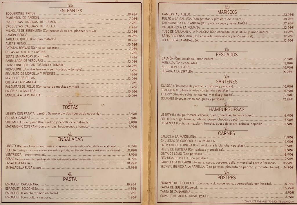Liberty Lounge Beer — Carta