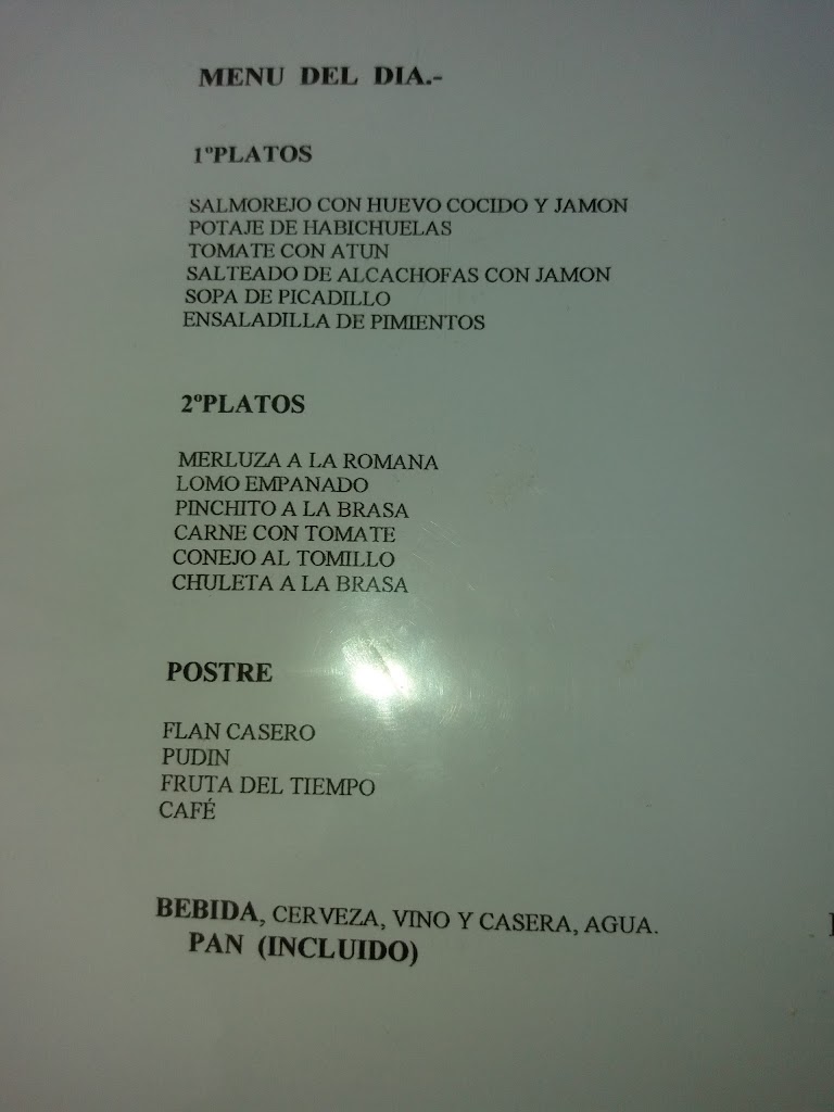 RESTAURANTE EL PARRAL — Carta