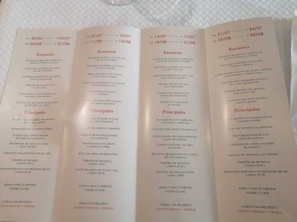 Restaurante Puerta de Terrer — Carta
