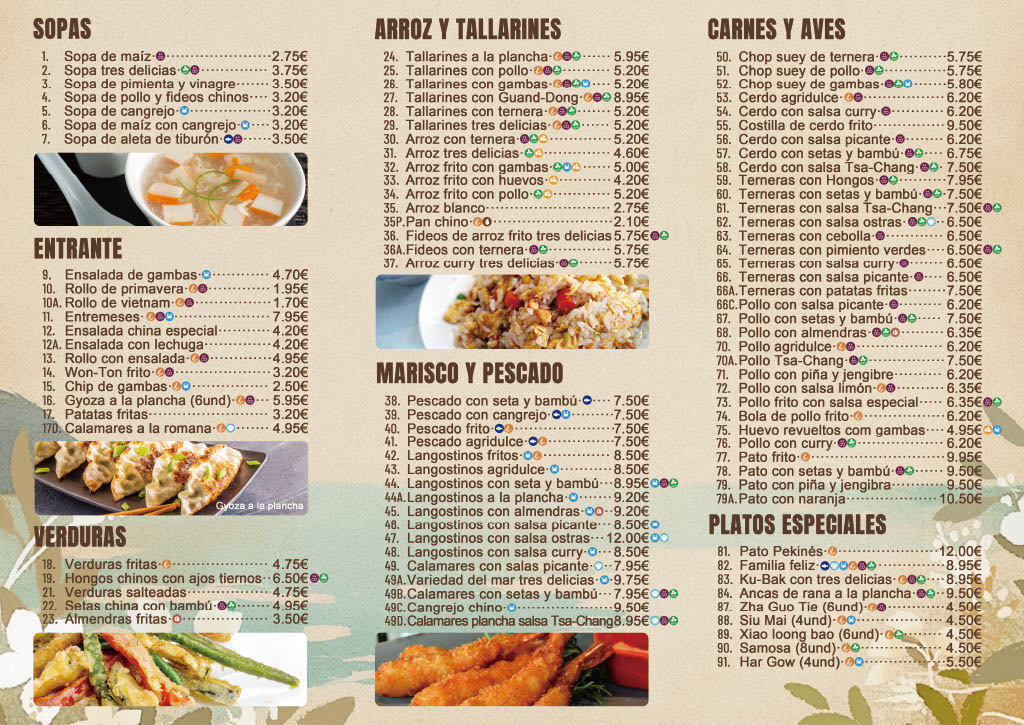 Restaurante Chino City Oriente — Carta