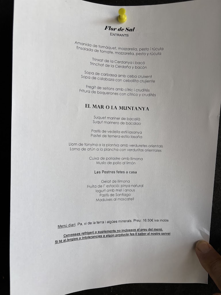 Restaurante Flor de Sal — Carta