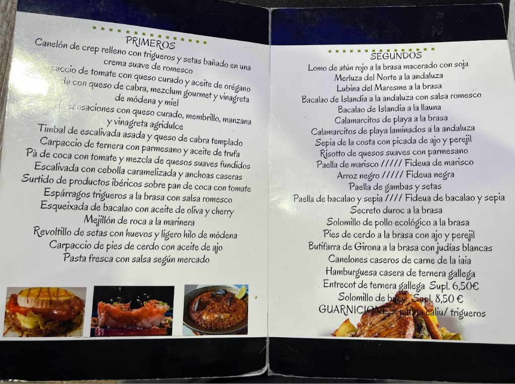 Restaurante Famy — Carta