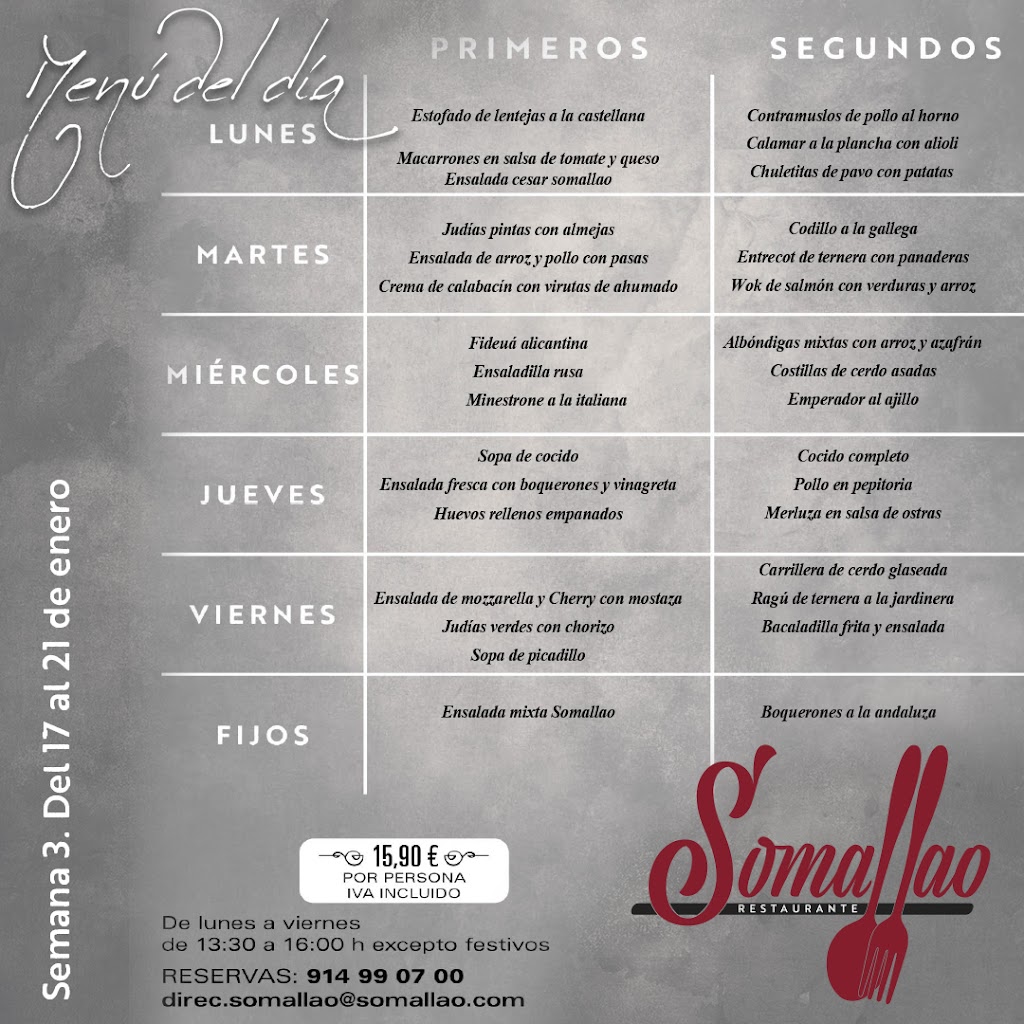 Restaurante Somallao — Carta