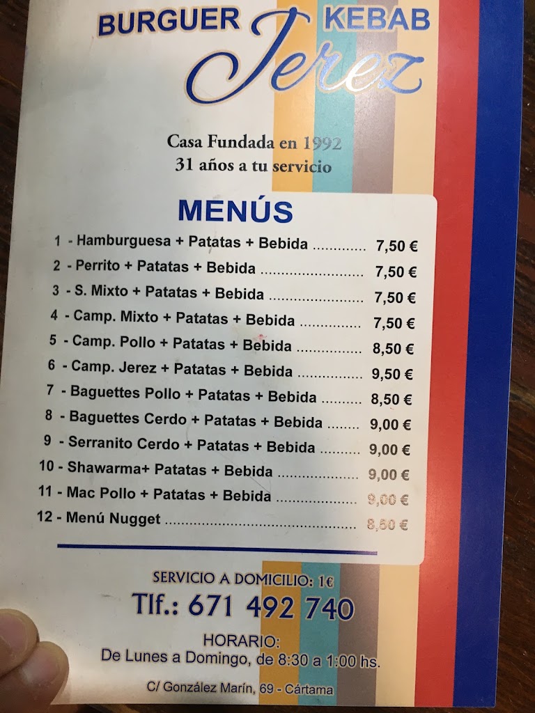 BURGUER KEBAB JEREZ — Carta