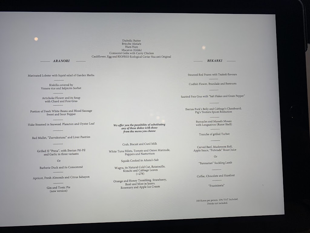 Restaurante Akelarre | Pedro Subijana — Carta
