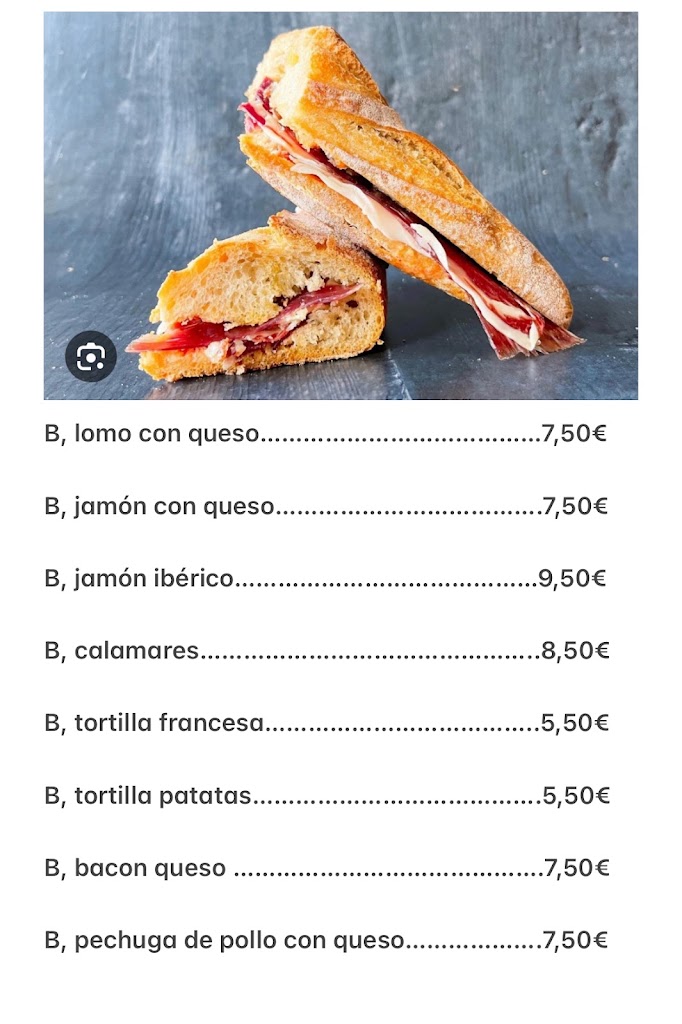 Bar Baja navarra — Carta