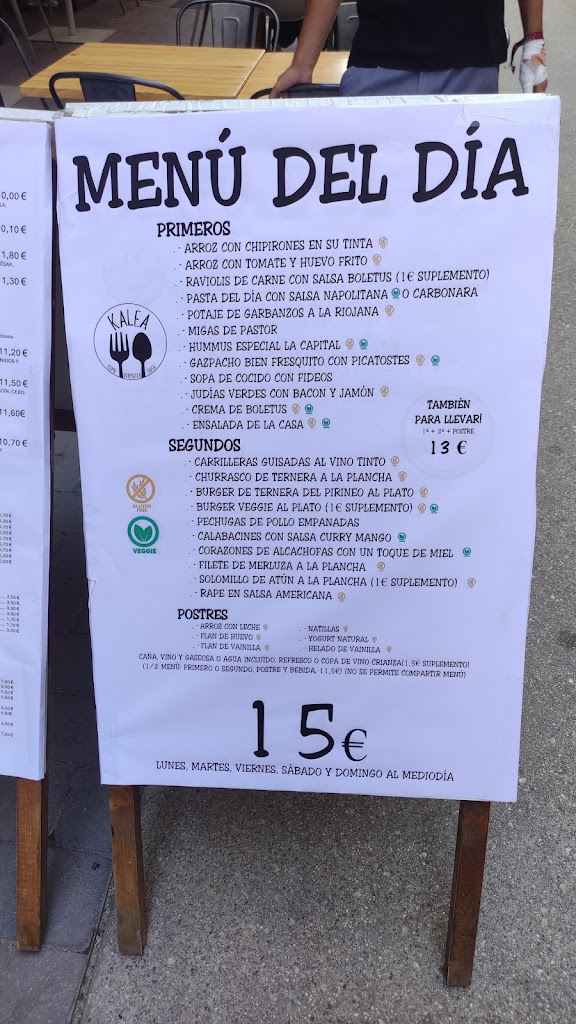Restaurante Kalea — Carta