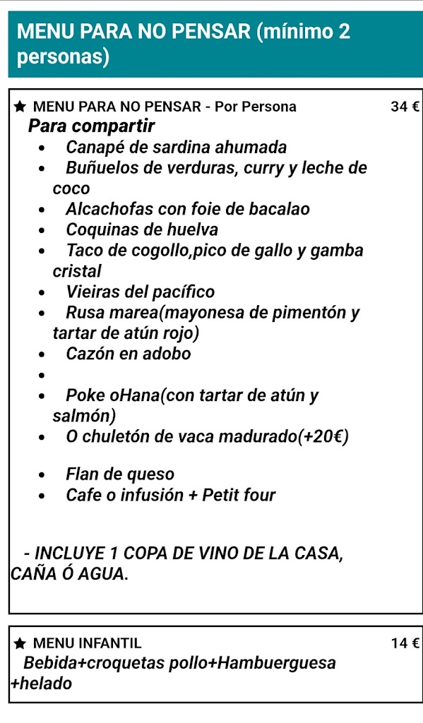 Marea RestoBar — Carta