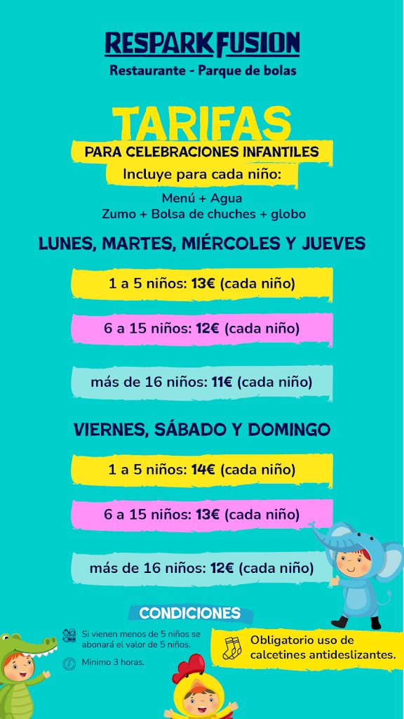 Respark Fusion - Restaurante y Parque de bolas — Carta