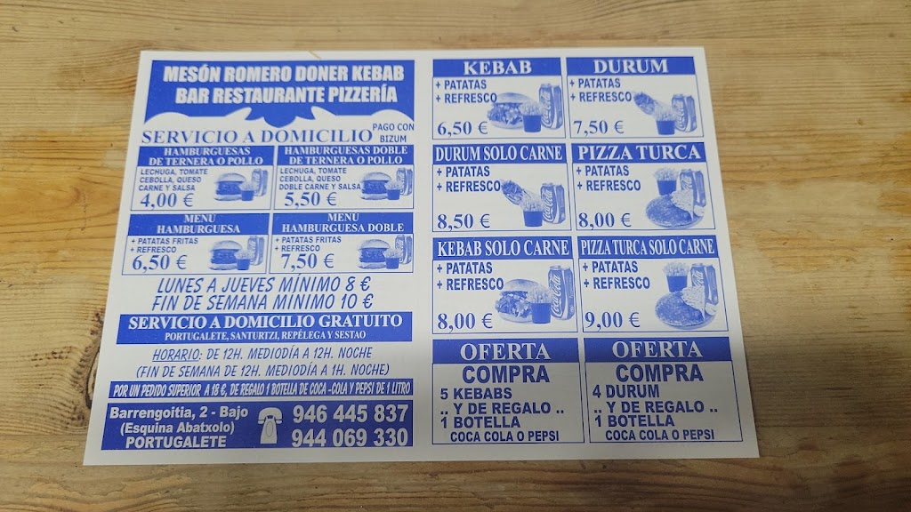Kebab Meson Romero Portugalete