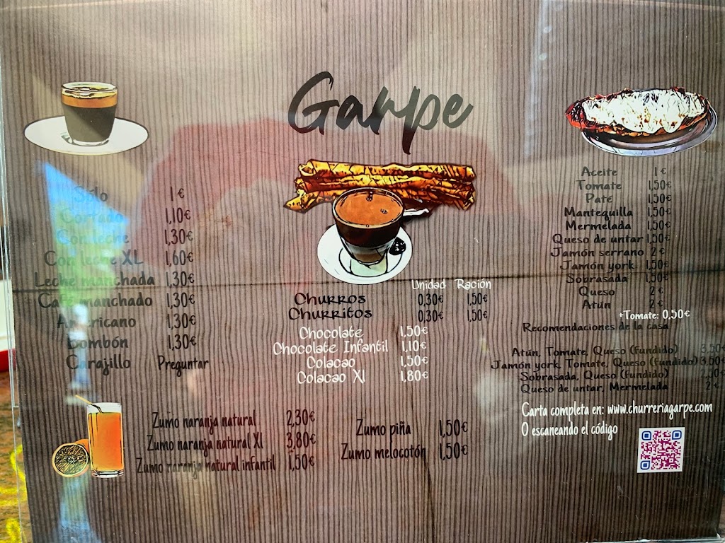 Churreria Garpe — Carta