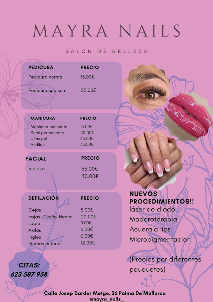 Unas Palma Mallorca - Pestanas Palma Mallorca - Mayra Nails — Carta