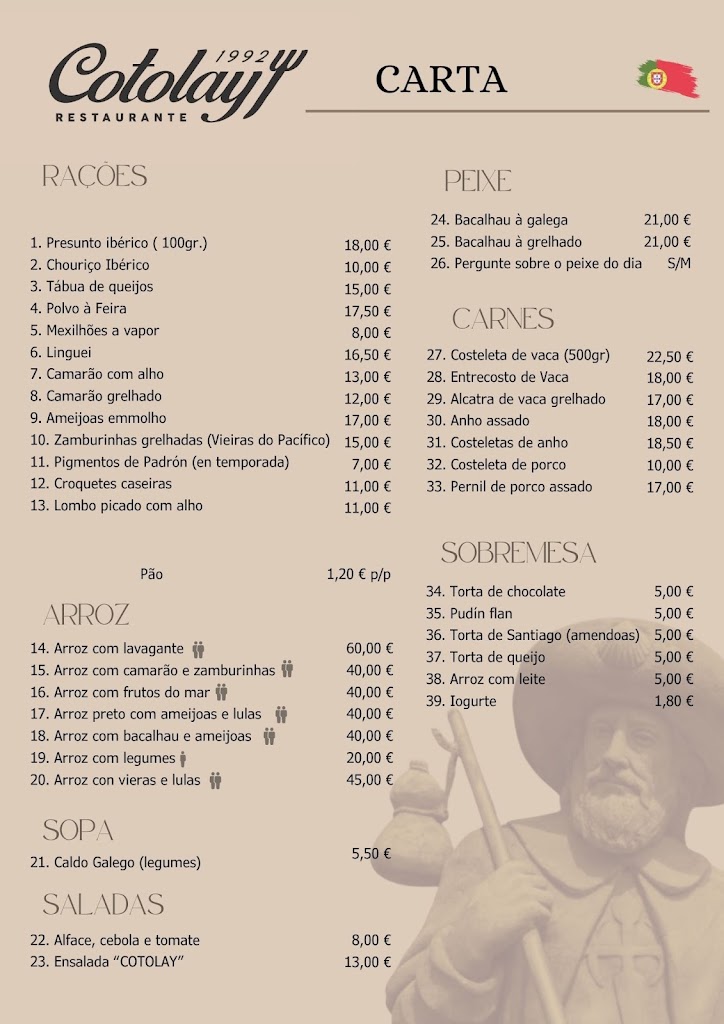 Restaurante Cotolay (Santiago de Compostela) — Carta