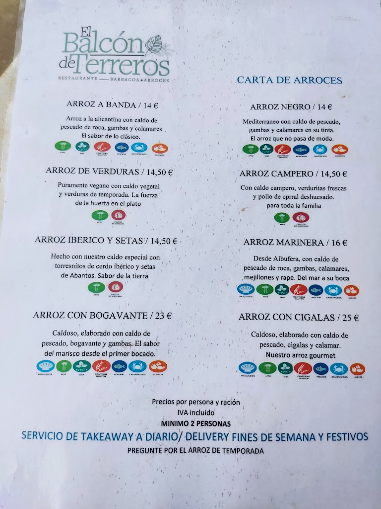 El Balcon de Terreros — Carta