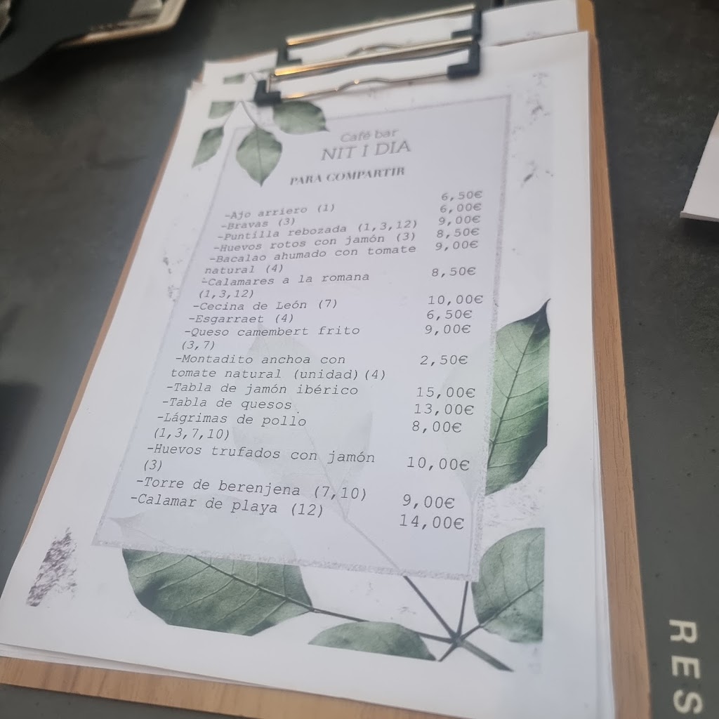 Bar La Favorita — Carta