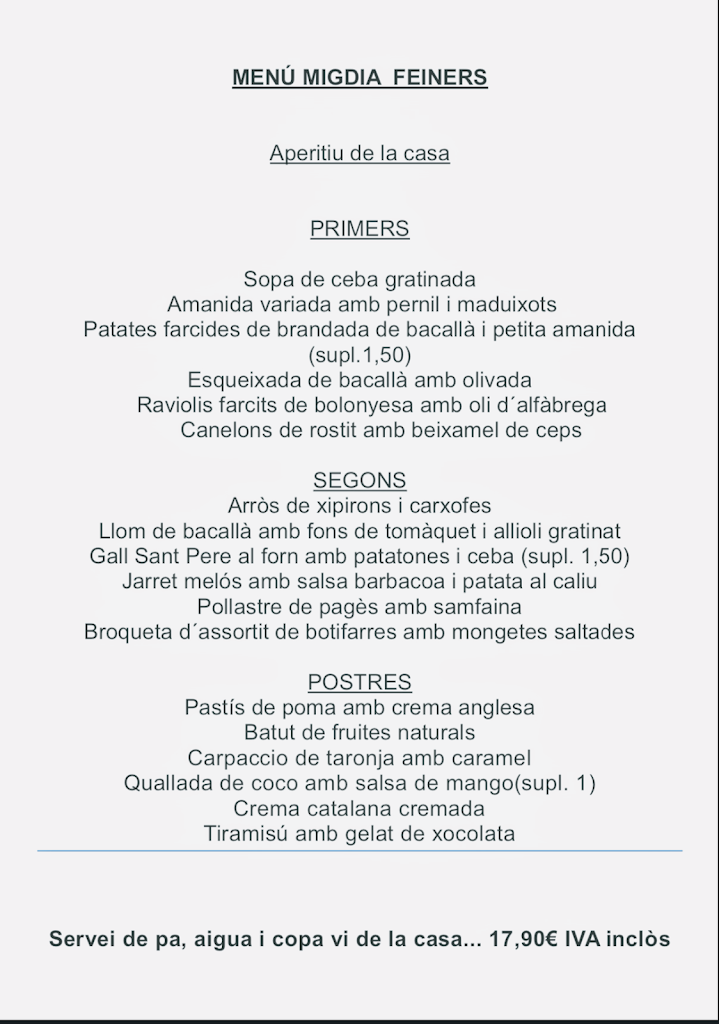 Restaurant Casino de vic — Carta