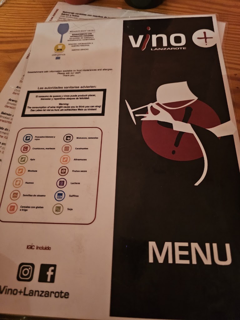 Vino + Lanzarote Bar — Carta