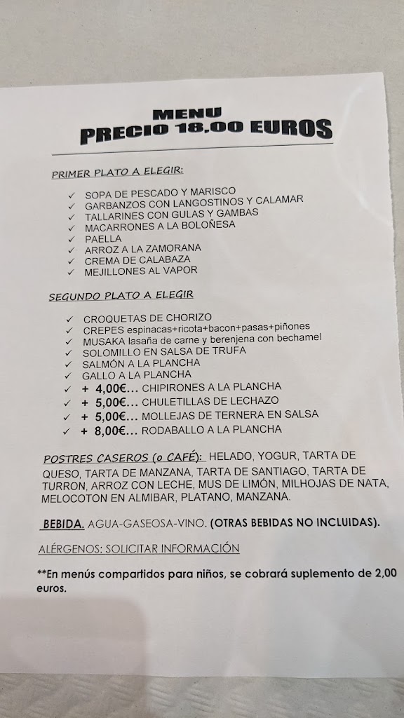RESTAURANTE CAMBADOS — Carta
