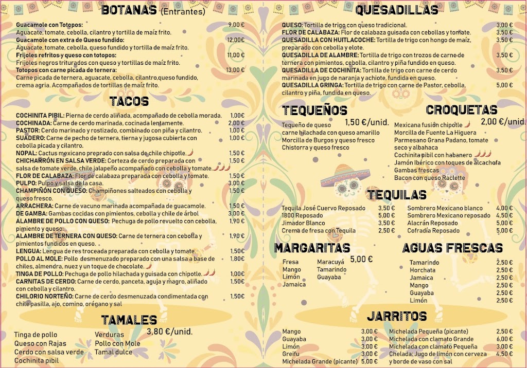 Taqueria Toke Takos — Carta