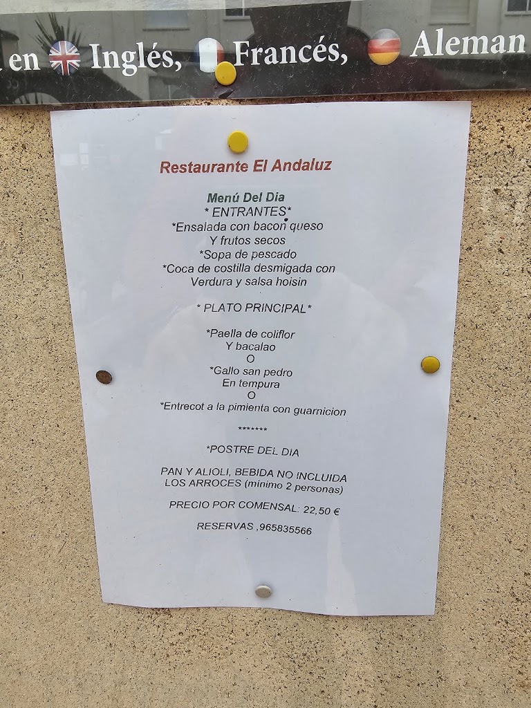 El Andaluz Arroceria Taperia. — Carta