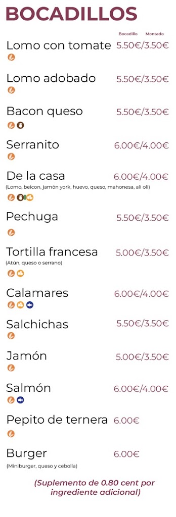 Bar Restaurante La Teja - Manzanares — Carta