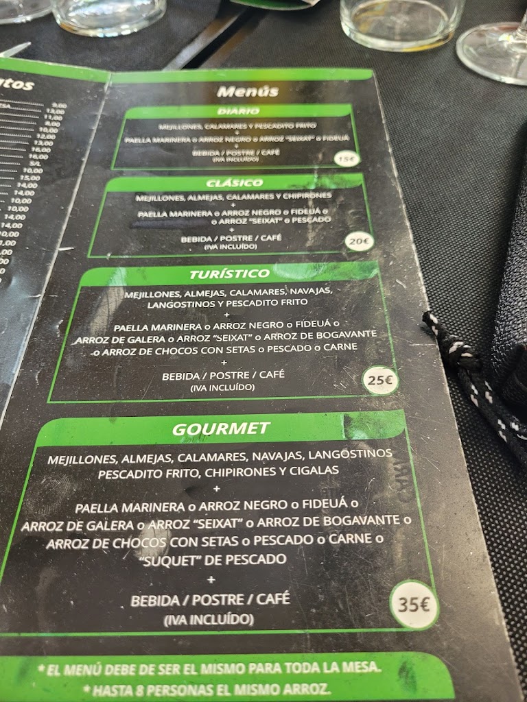 Restaurant la Ribera — Carta