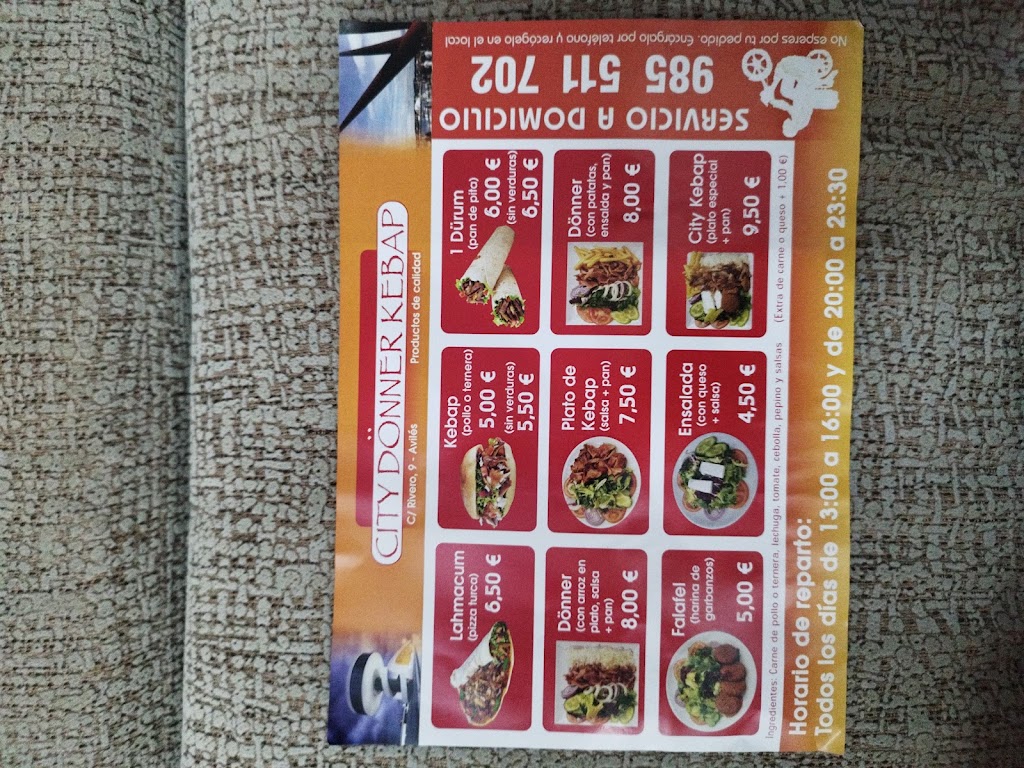 City Doner Kebap de Rivero — Carta