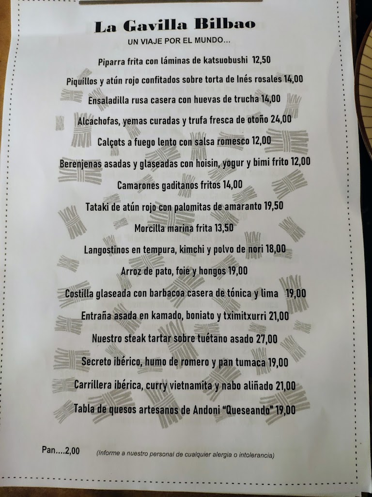 La Gavilla Bilbao — Carta
