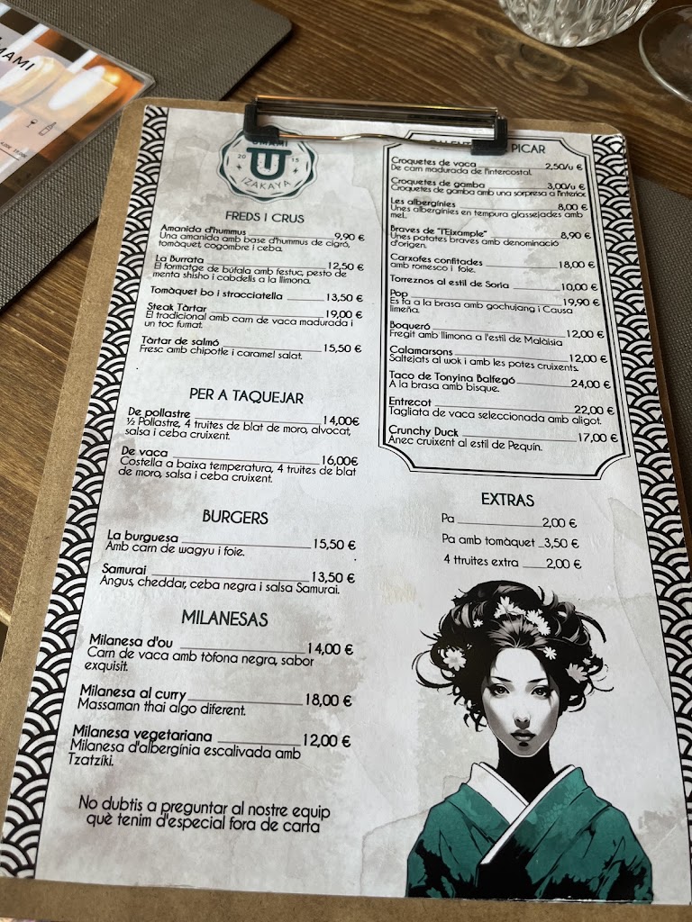 UMAMI Izakaya — Carta