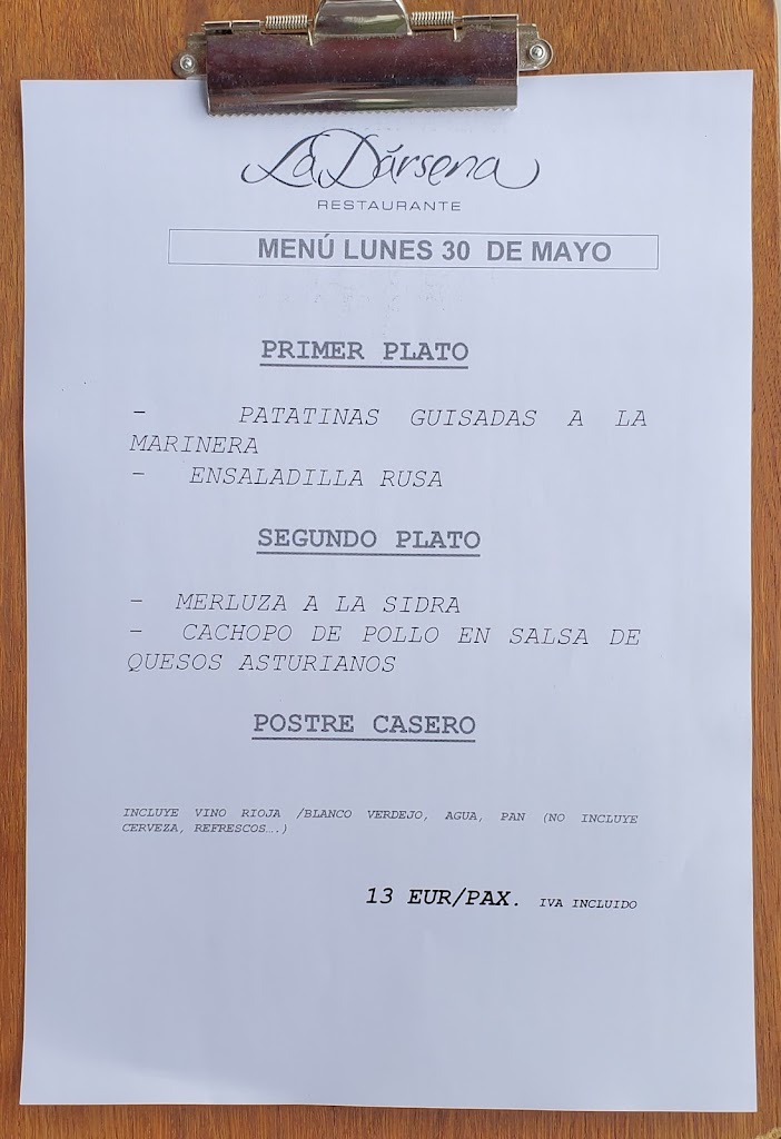 Restaurante La Darsena — Carta