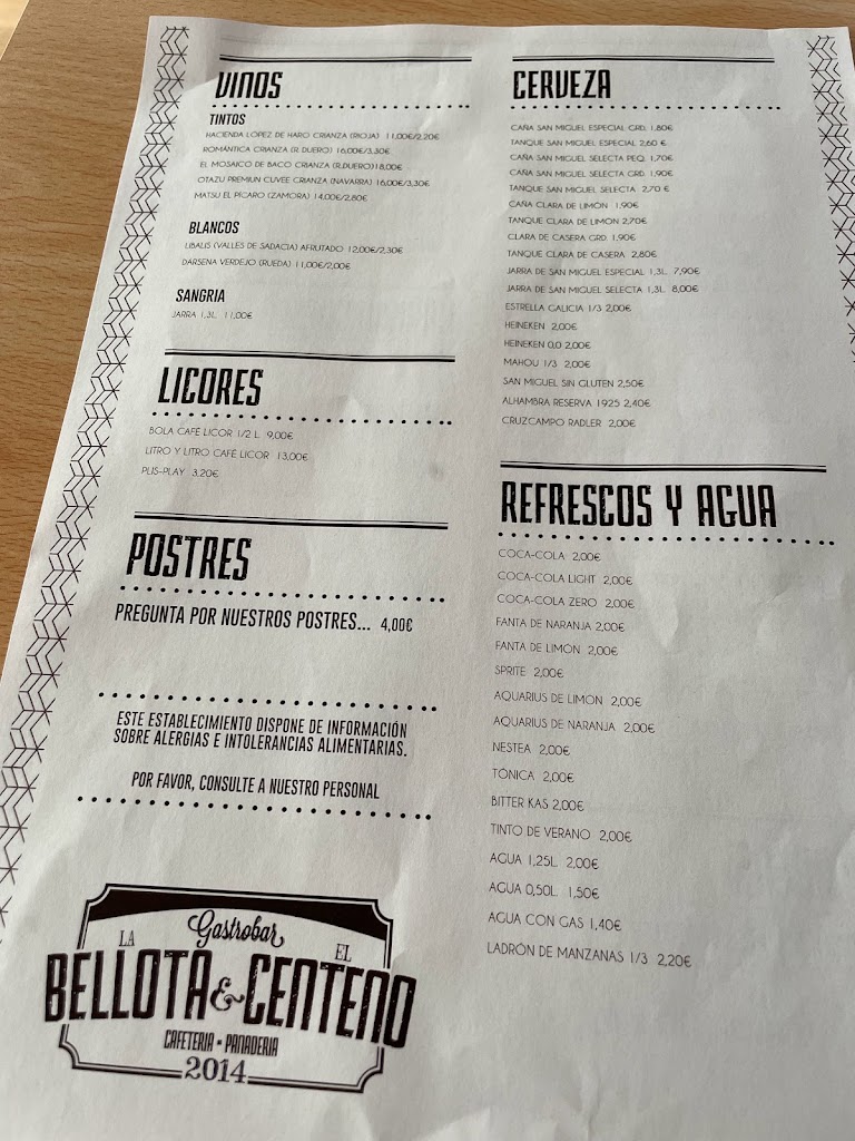 La Bellota y el Centeno — Carta