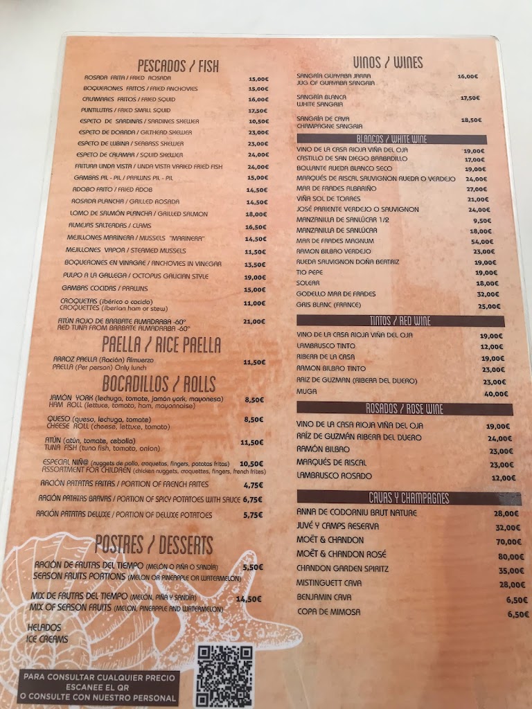 Chiringuito Guayaba Beach — Carta