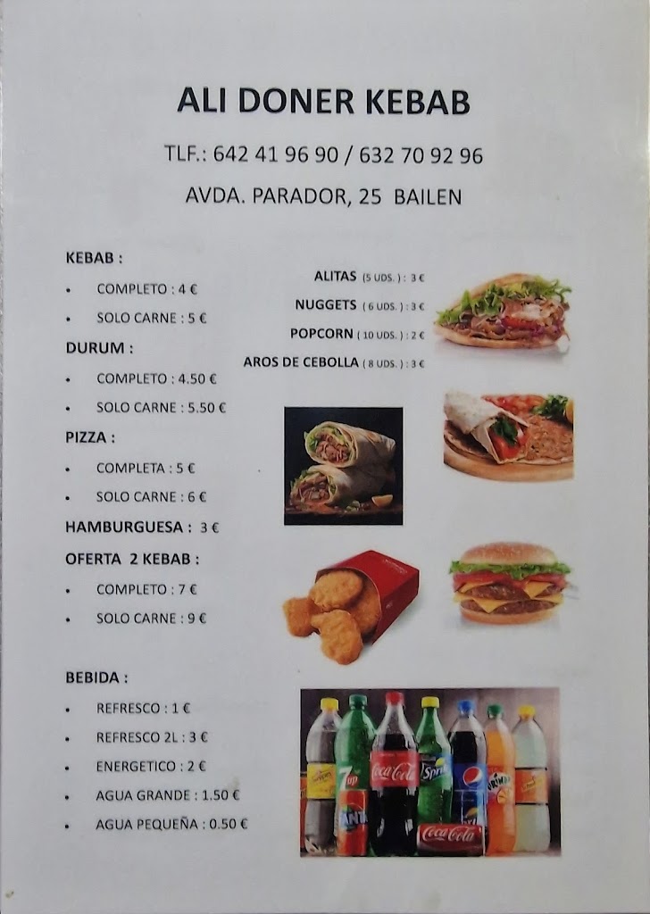 Ali Doner Kebab Bailen — Carta