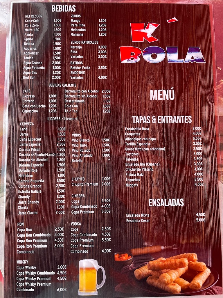 Bar K' BOLA' — Carta