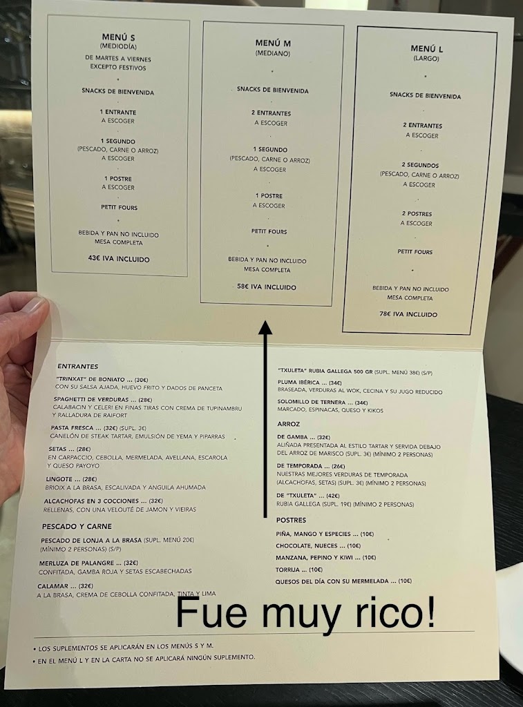 Ferran Cerro Restaurant — Carta