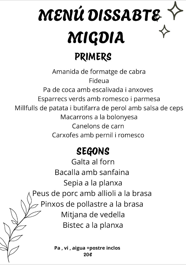 Restaurant el Setrill — Carta