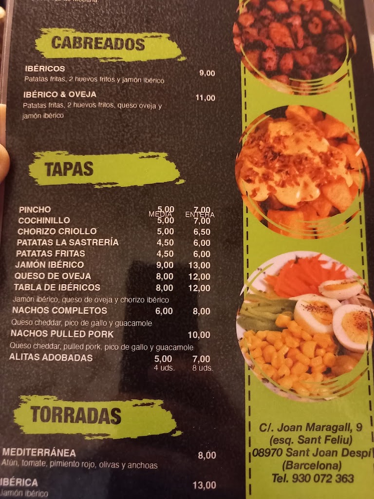 La sastreria cafe — Carta
