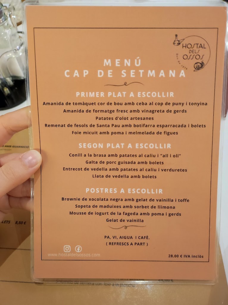Hostal dels Ossos — Carta